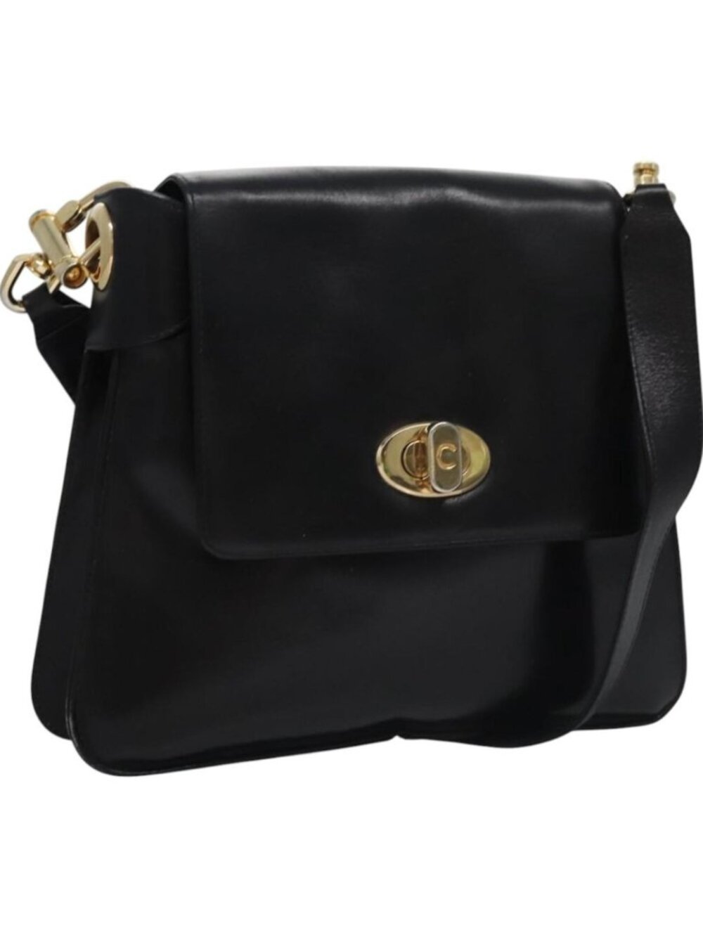 CELINE Shoulder Bag Leather Black Gold